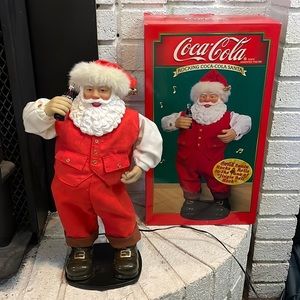 1999 15”Rocking Coca-Cola Santa Rocks &Rolls to Jingle Bell Rock w/Original Box!